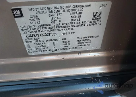 2018 Buick Envision Essence z USA, uszkodzony, nr VIN LRBFX1SA3JD027381